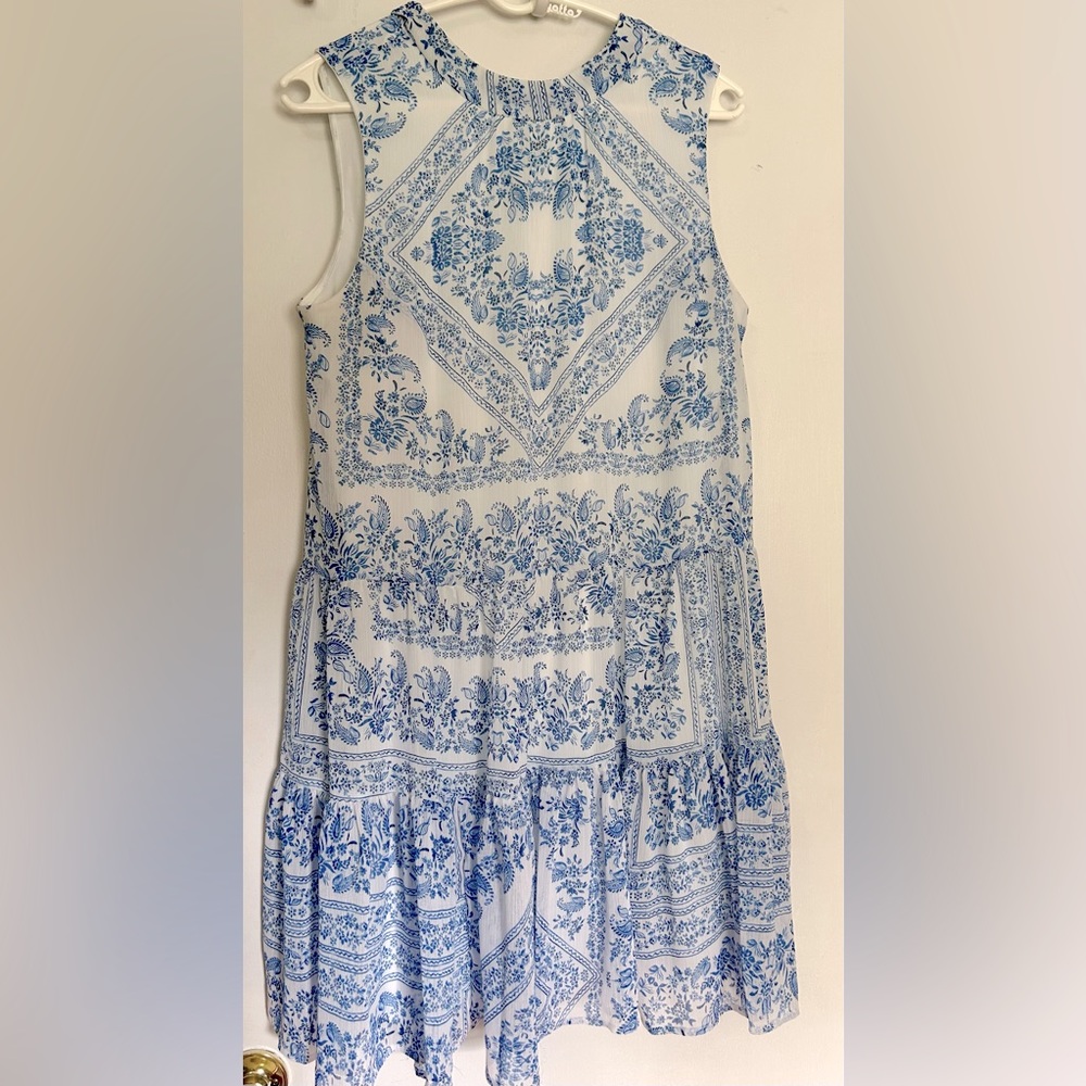Blue and white chinoiserie dress